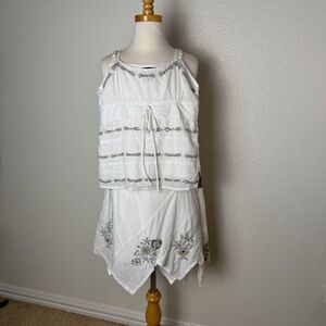 GIRLS Sz 12 BEADED Two Piece Cami, skirt SET White Beach Cruise special occasion